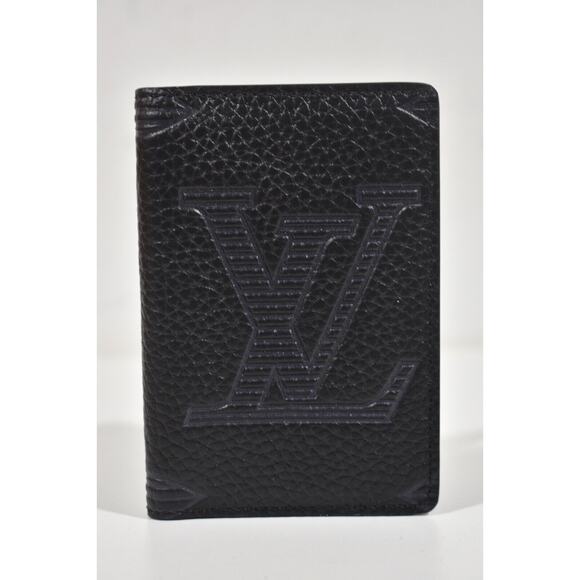 Louis Vuitton Taurillon Shadow Black Leather Monogram Pocket Organizer Wallet - Picture 2 of 9